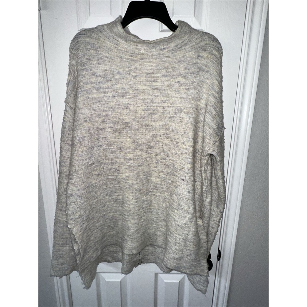 Mystree Anthropologie Long Sleeve Pullover Sweater Tunic White Grey Small S